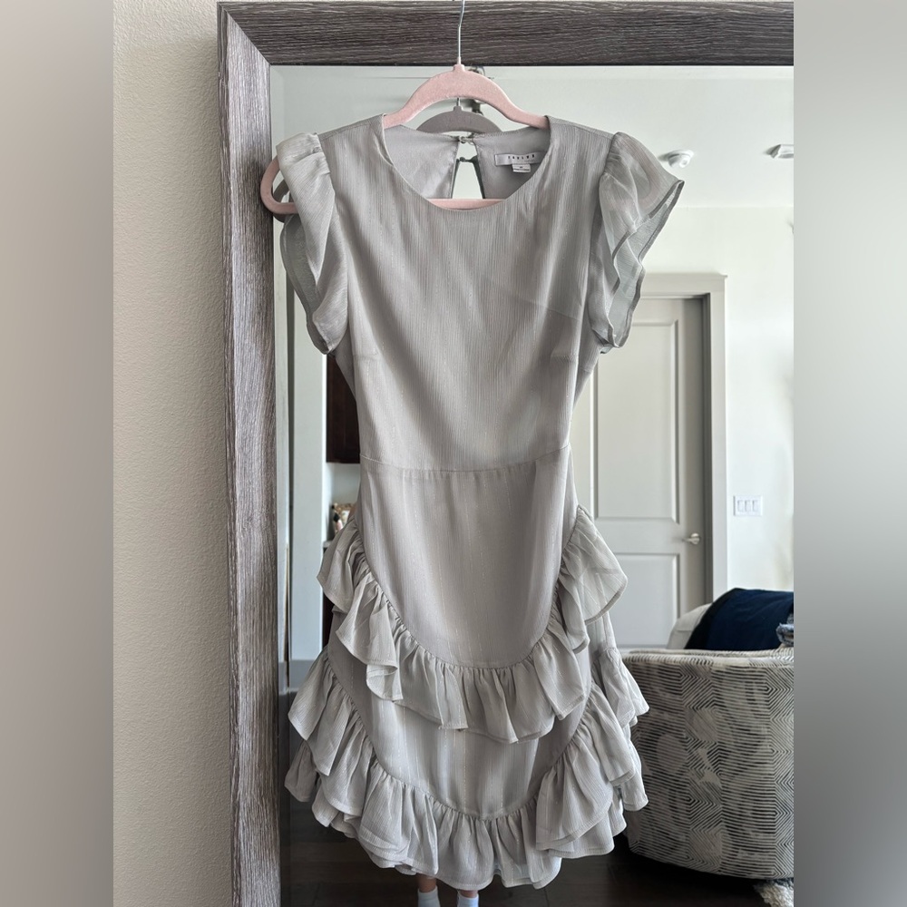 Elegant Sage Ruffled Dress